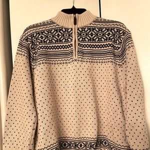 Cozy cream and black winter Chaps sweater